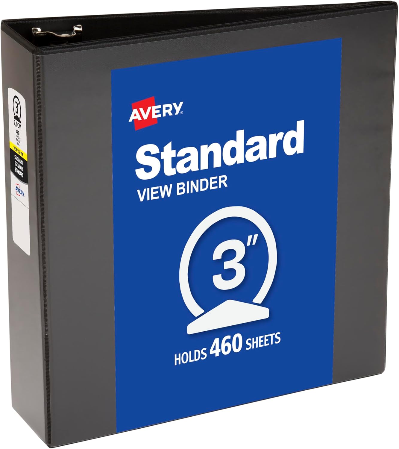Avery Standard View 3 Ring Binder, 0.5" Round Rings, 100-Sheet Capacity, 0.7 Inch Wide Spine, 1 Black Binder, Ideal for Lightweight Organization and Occasional Referencing (05705)