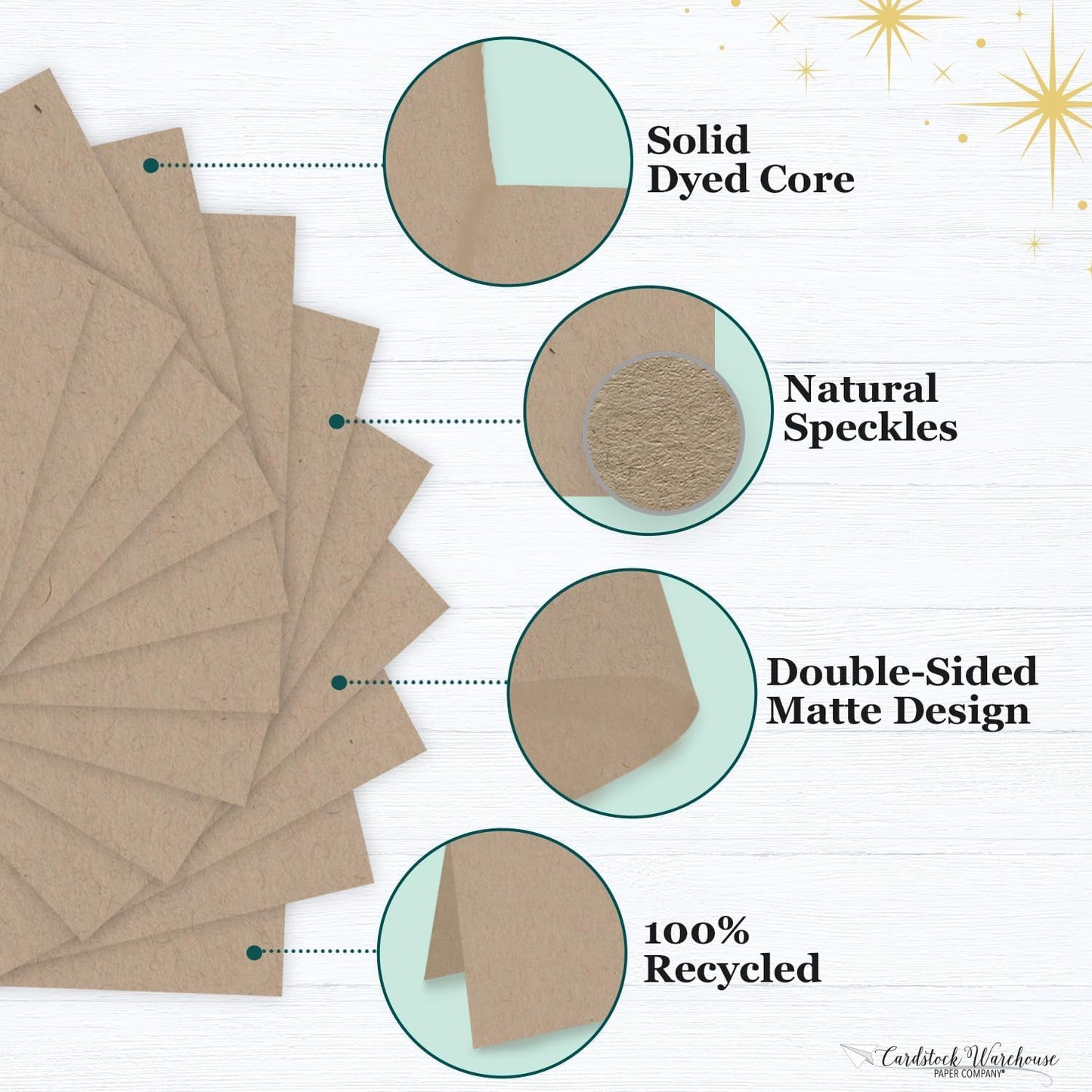 Cardstock Warehouse Speckletone Oatmeal Light Brown Card Stock Paper – 25 Sheets, 8.5 x 11", 80 lb/215 gsm – 100% Recycled, Premium Matte Finish for Cardmaking, Printing, Crafts & DIY Projects
