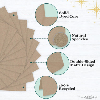 Cardstock Warehouse Speckletone Oatmeal Light Brown Card Stock Paper – 25 Sheets, 8.5 x 11", 80 lb/215 gsm – 100% Recycled, Premium Matte Finish for Cardmaking, Printing, Crafts & DIY Projects