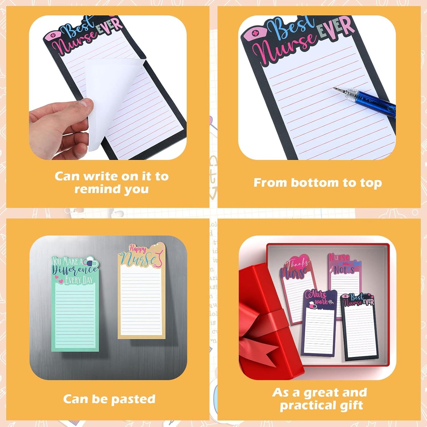 Laumoi 8 Set Funny Nurse Notepad with Pen 2026 Nurse Week Gift Bulk Nursing Sticky Note Die Appreciation Memo Pad with Syringe Ballpoint Pen for Medical Assistant Rn Cna Lrn (Novel, Bright Color)