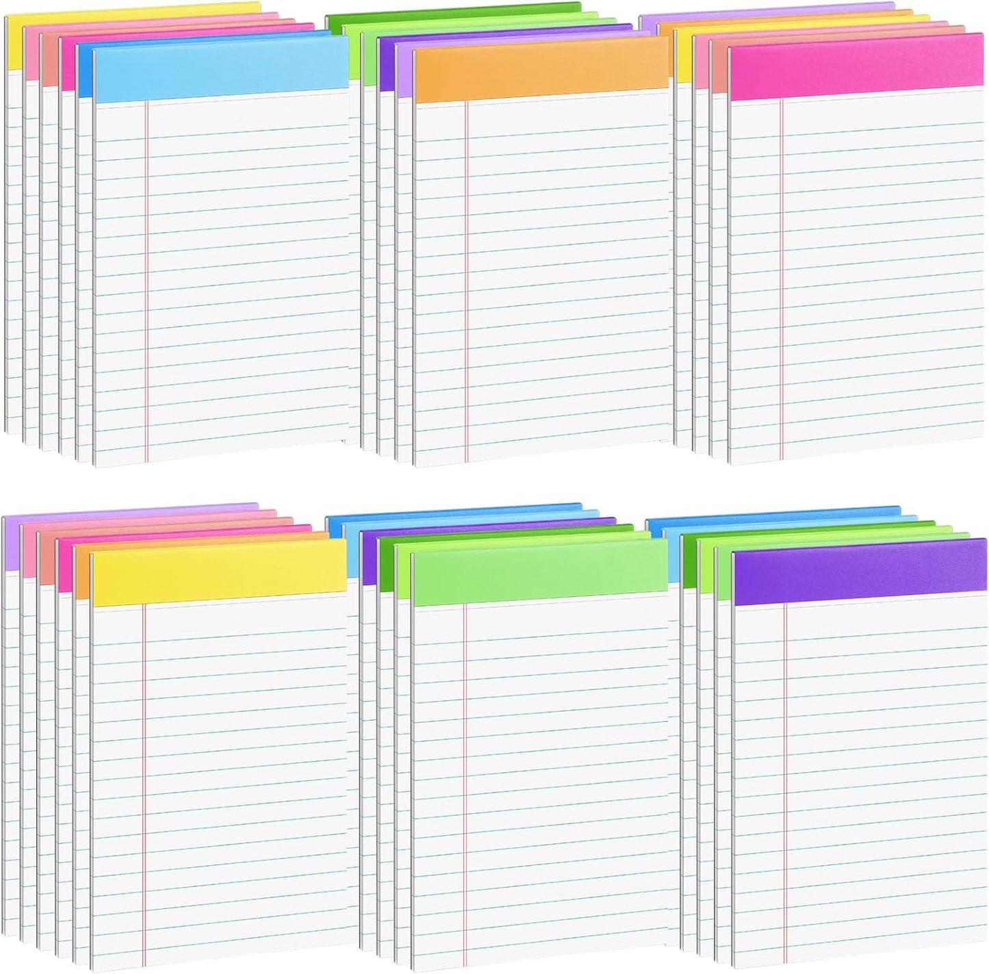 36 Pack Legal Pads Bulk, 5x8 Inch Rainbow Notepad, Note Pads Wide Ruled Perforated Memo Pad for Work Study Daily Note Taking List, Lined Writing Pads Memo Refills Notepads for Office Home School