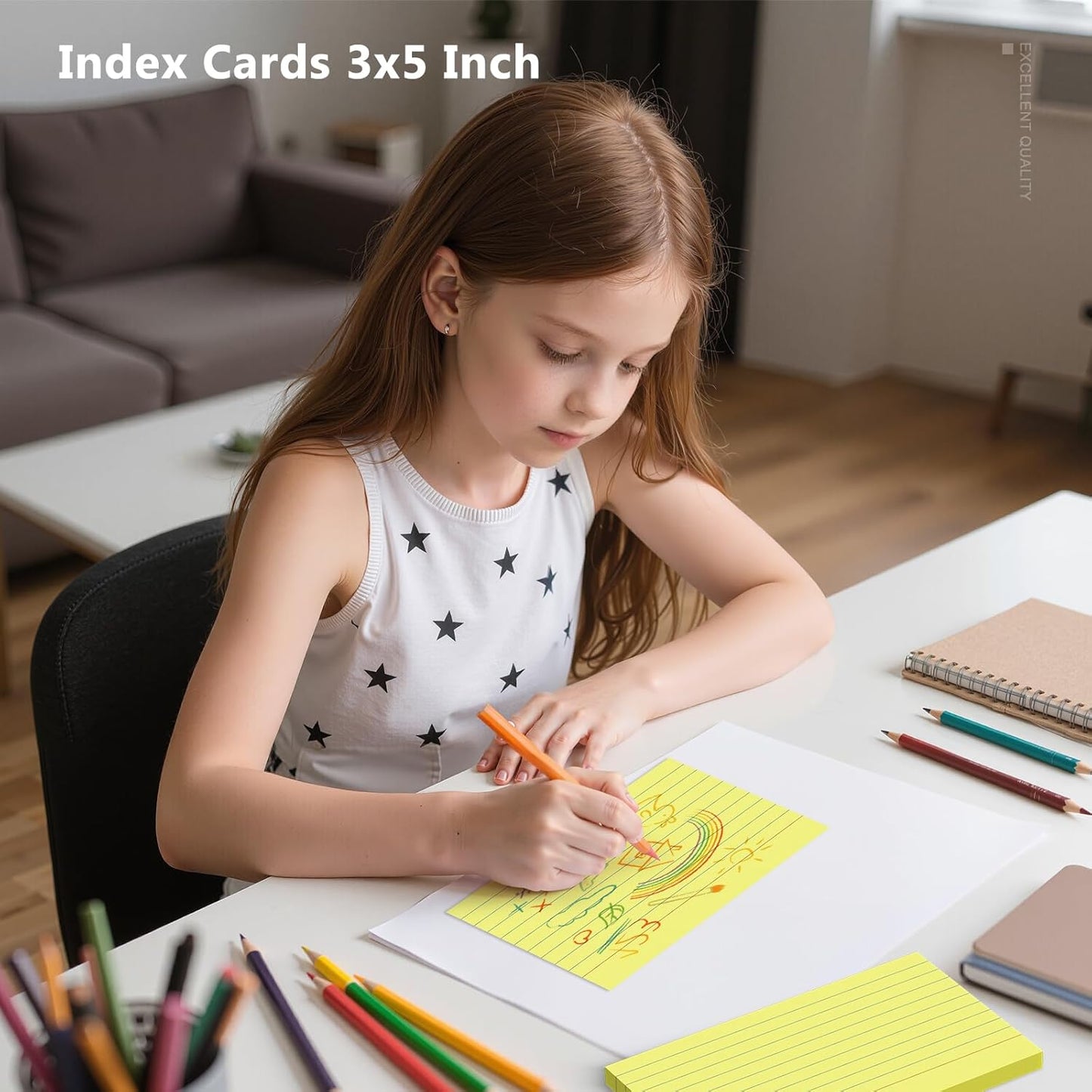 600 Count Index Cards 3 x 5 Inch Green Lined Flash Cards Ideal for Studying and To-do-List, Portable Note Cards Taking for Students and Teachers, Flash Card Styled for Home, Office or School Use