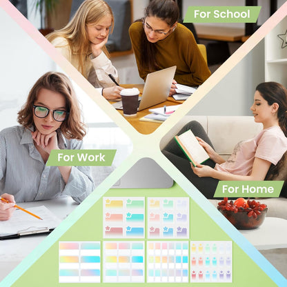 NEWEST 990 Pieces Book Sticky Index Tabs, Transparent Gradient File Tabs Flags, Writable Repositionable Page Markers Labels for Books Reading Notes Classify Files Binder Notebook Office School, 3 Size