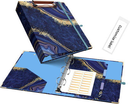 Ospelelf Binder 3 Ring 1 Inch, Floral Round Ring Clipboard Binder for Letter Size with 5 Tab Dividers, File Folder Labels, for School and Office Supplies