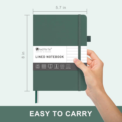 &And Per Se Lined Journal Notebook – A5 5.7”x8” College Ruled, 160 Pages, 100gsm Thick Paper, Journaling Notebooks for Writing (Black)