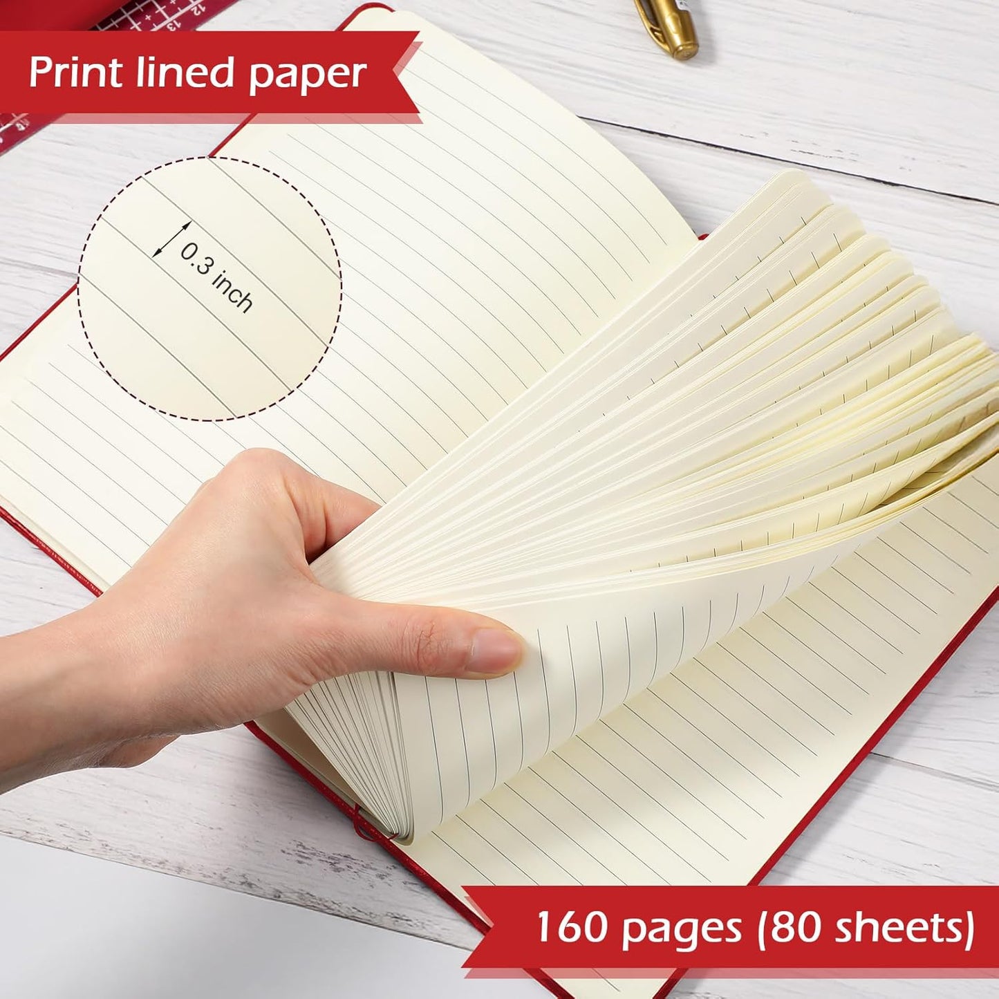 Honoson 20 Pack Lined Journal Notebooks A5 Hardcover Executive Notebook 5.5" x 8.3" PU Leather Wide Ruled Journals Bulk with Elastic Band for Home Business Office School Supplies(Black)