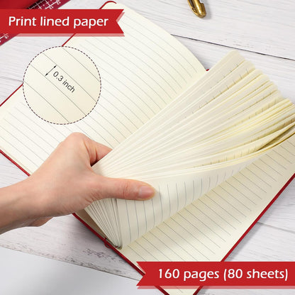 Honoson 20 Pack Lined Journal Notebooks A5 Hardcover Executive Notebook 5.5" x 8.3" PU Leather Wide Ruled Journals Bulk with Elastic Band for Home Business Office School Supplies(Black)