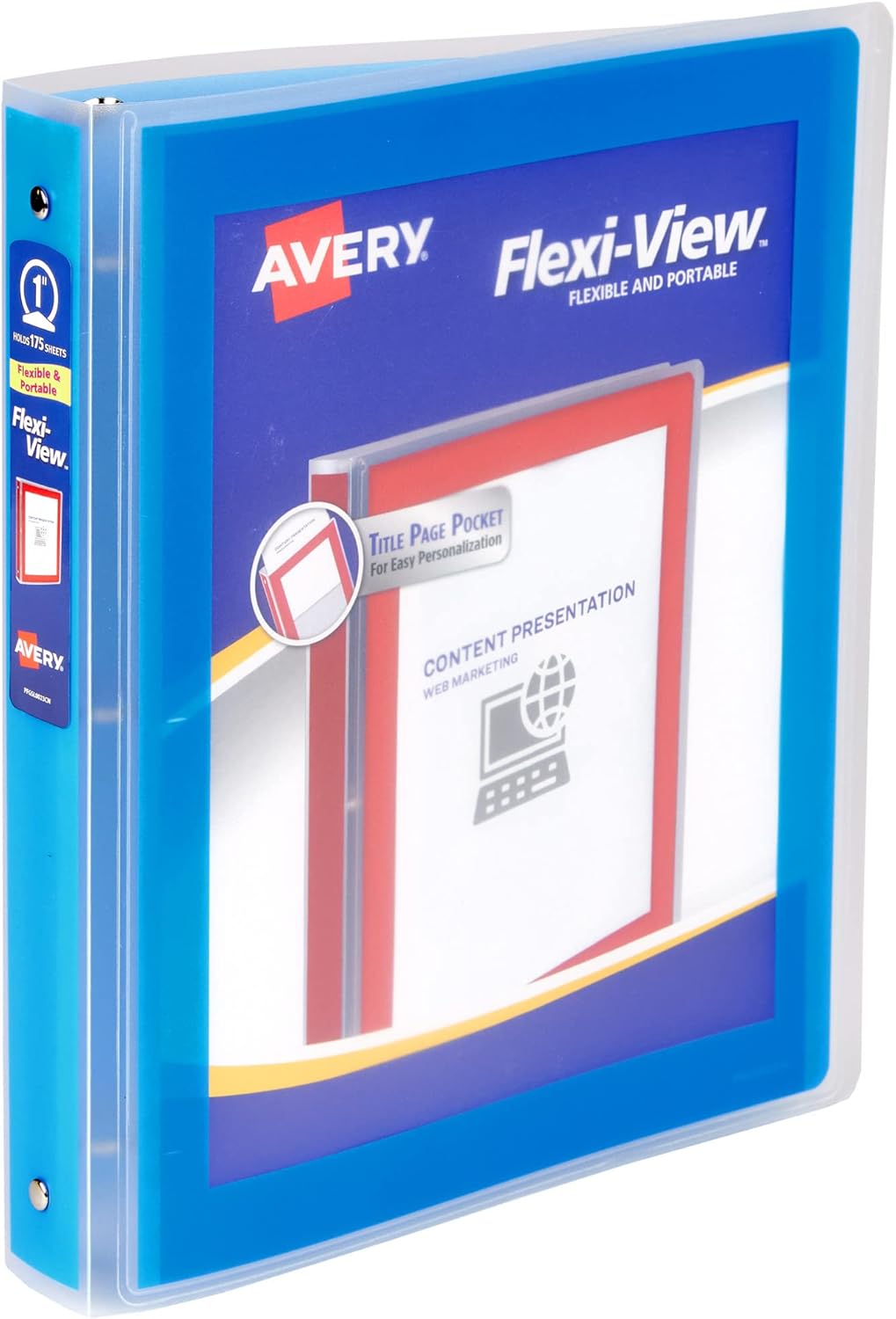 Avery Flexi-View 3 Ring Binder, 1 Inch Round Rings, 1 Blue Binder (17607)