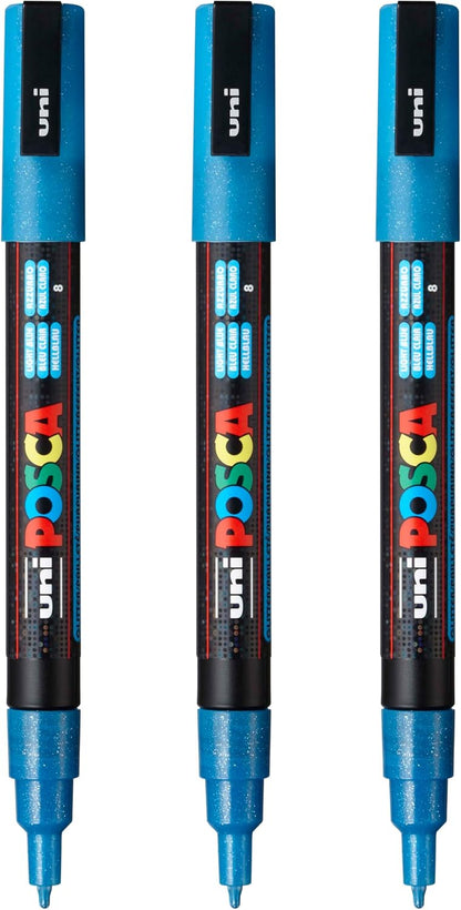 posca PC-3M Water-Based Paint Markers, Reversible Fine Tip (0.9-1.3mm), Pink, 3 Count