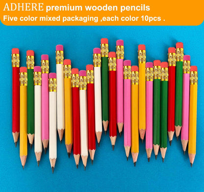 Adhere 25pcs Golf Pencils with Eraser Pre sharpened Hexagon half Wooden Pencils Graphite 2B for Golf Event Scoring,Classroom,Wedding,Company Meetings,Pew, Pocket (Nature)