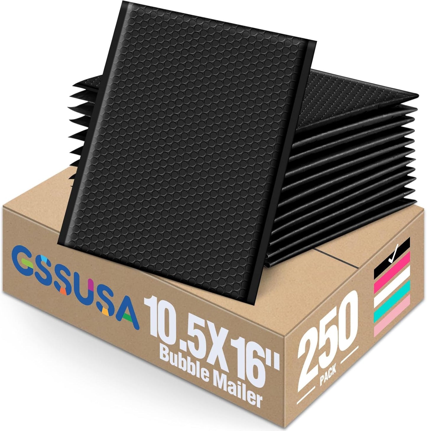 GSSUSA Black Bubble Mailers 4x8 Inches 50 Pack, Usable Size 4X7" Bubble Envelopes for Small Business, Padded Envelope, Shipping Mailers, Packaging Bags, Mailing Envelopes, Shipping Supplies