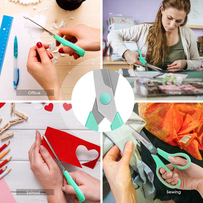 Scissors, iBayam 8" All Purpose Scissors Bulk 3-Pack, Ultra Sharp 2.5mm Thick Blade Shears Comfort-Grip for Aesthetic Fun Cute School Office Teacher Desk Crafts and Art Supplies Accessories Essential