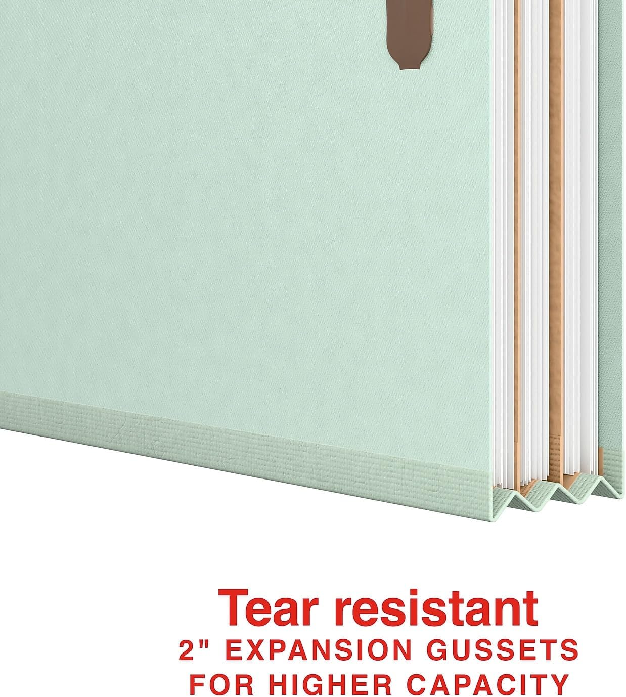 Staples Heavy‑Duty Pressboard Classification Folder, Letter Size, 2 Dividers, 2″ Expansion, Green, Durable Construction, 10/Pack