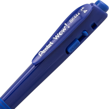 Pentel Wow! Retractable Ballpoint Pen, (1.4mm), Bold Line, Black Ink, Pack of 8 (BK444BP8A)