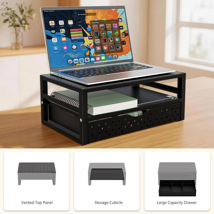 WALI Computer Monitor Stand for Desk, Adjustable Laptop Riser, Desk Monitor Stand Underneath Storage for Office, School Supplies (PTT001-B), 1 Pack, Black