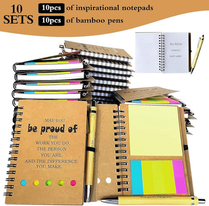 2026 Inspirational Spiral Notebook 10 Sets Portable Employee Appreciation Gifts Bulk Journals with Sticky Note Pen for Teachers Students Friends Colleagues Volunteer Nurse and Family Thank You Gifts