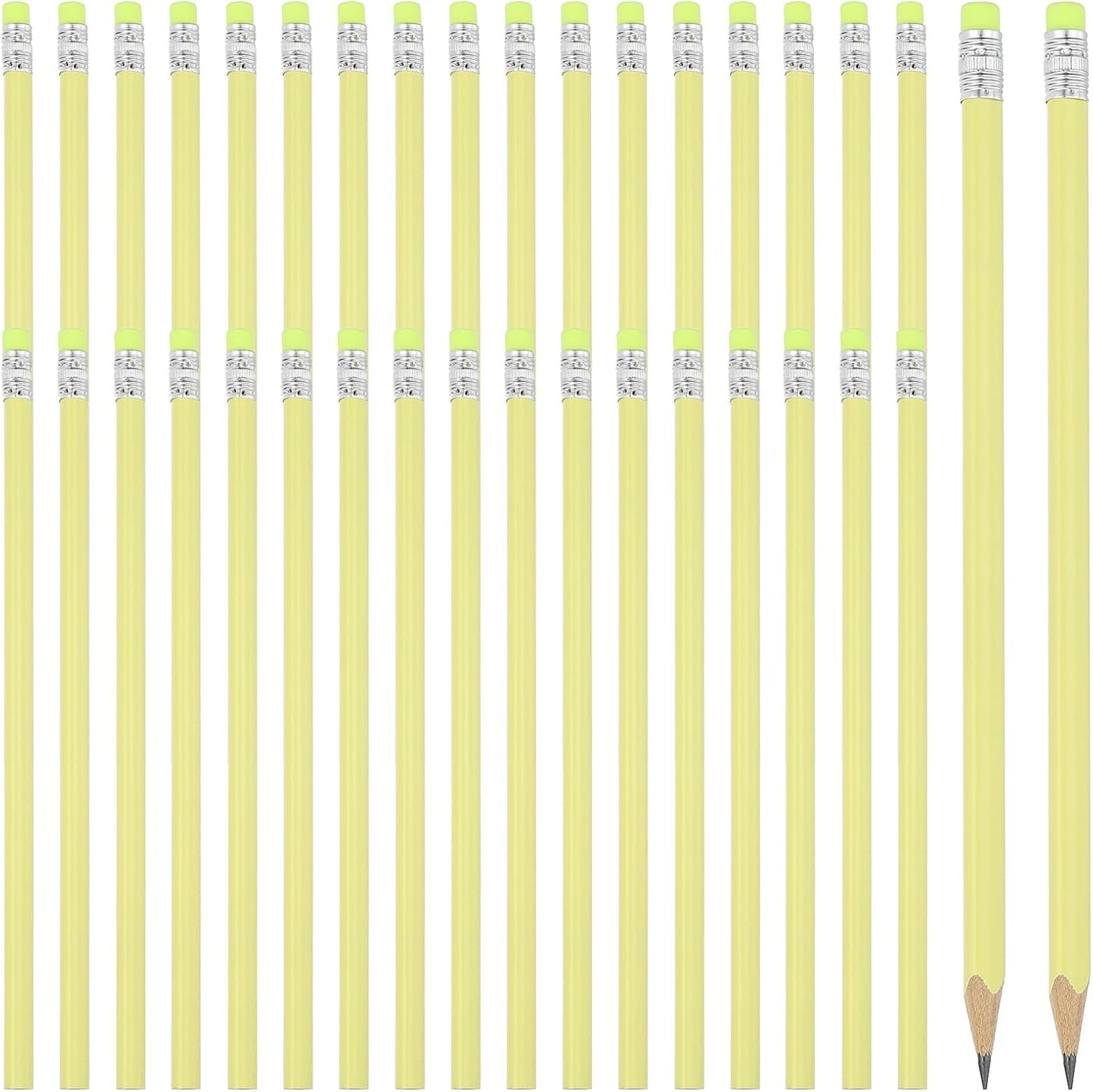 PATIKIL Round Pencils, 36 Pack Triangle HB Graphite Pencil Woodcase Wooden Pencils with Eraser for Classroom Office Writing Drawing Supplies, Green