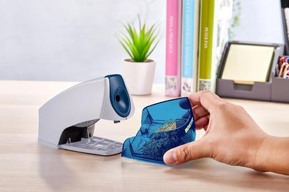 Bostitch Office Electric Pencil Sharpener for Classroom & Desk Use, Heavy-Duty Stall-Free Motor, High-Capacity Shavings Tray, Blue