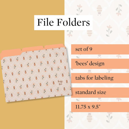 Steel Mill & Co Cute File Folders, Set of 9, Document Organizer for Filing Cabinet, Decorative Letter Size Files, Wanderlust