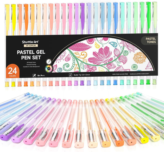 Shuttle Art 50 Pack Metallic Gel Pens, 25 Metallic Gel Pens Set with 25 Refills Perfect for Adult Coloring Books Doodling Drawing Art Markers