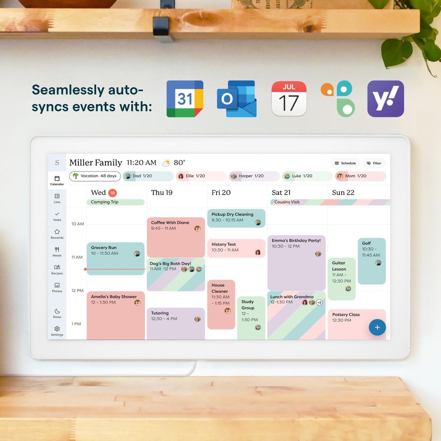 Skylight Calendar Max: 27-Inch Smart Digital Calendar & Chore Chart, Family Organizer with Interactive Touchscreen Display – Wall Mountable in Portrait or Landscape, Classic White Frame