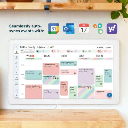 Skylight Calendar Max: 27-Inch Smart Digital Calendar & Chore Chart, Family Organizer with Interactive Touchscreen Display – Wall Mountable in Portrait or Landscape, Classic White Frame