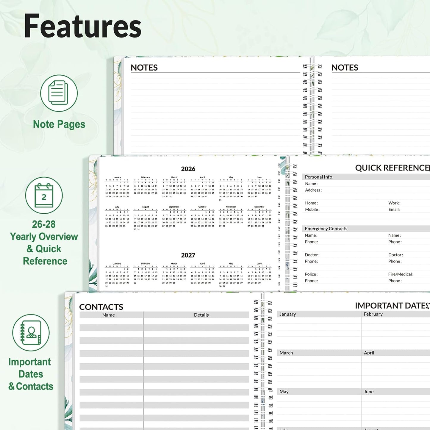 SUNEE 2026-2027 Appointment Book, Quarter-Hourly, Weekly & Monthly - from July 2026 to June 2027, 8.5"x11" Academic Planner, Flexible Cover, Note Pages, Bookmark, Spiral Binding, Black
