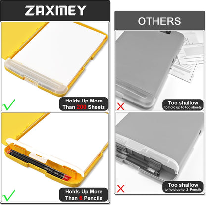 Plastic Clipboard with Storage, 8.5 x 11 Storage Organization Box Side-Opening, Heavy Duty Clip Board with Pen Holder and Paper Folder for Nurses, Teachers, Office & School Supply, Orange