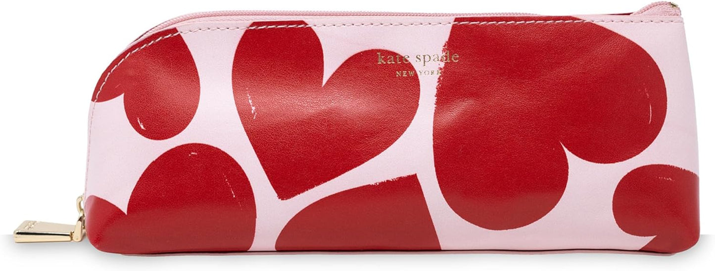 kate spade new york Pen and Pencil Case with Office Supplies, Zip Pouch Includes 2 Pencils, Sharpener, Eraser, and Ruler, Polka Dots (black/white)