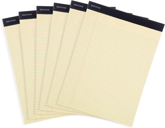 Mintra Office White Legal Pads – Ruled Notepads and Micro-Perforated Sheets, Ideal for Writing, Note-Taking & Creativity, Office, or Professional Use, Basic Pad 6 pack, 8.5"x11" (Narrow Ruled)
