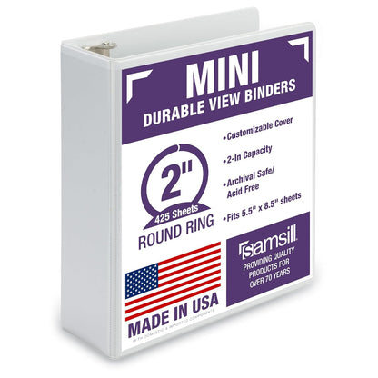 Samsill Economy 3 Ring Mini Binder, 1-Inch Round Ring Binder, Holds 100 Sheets, Black, 6 Pack (MP32300)