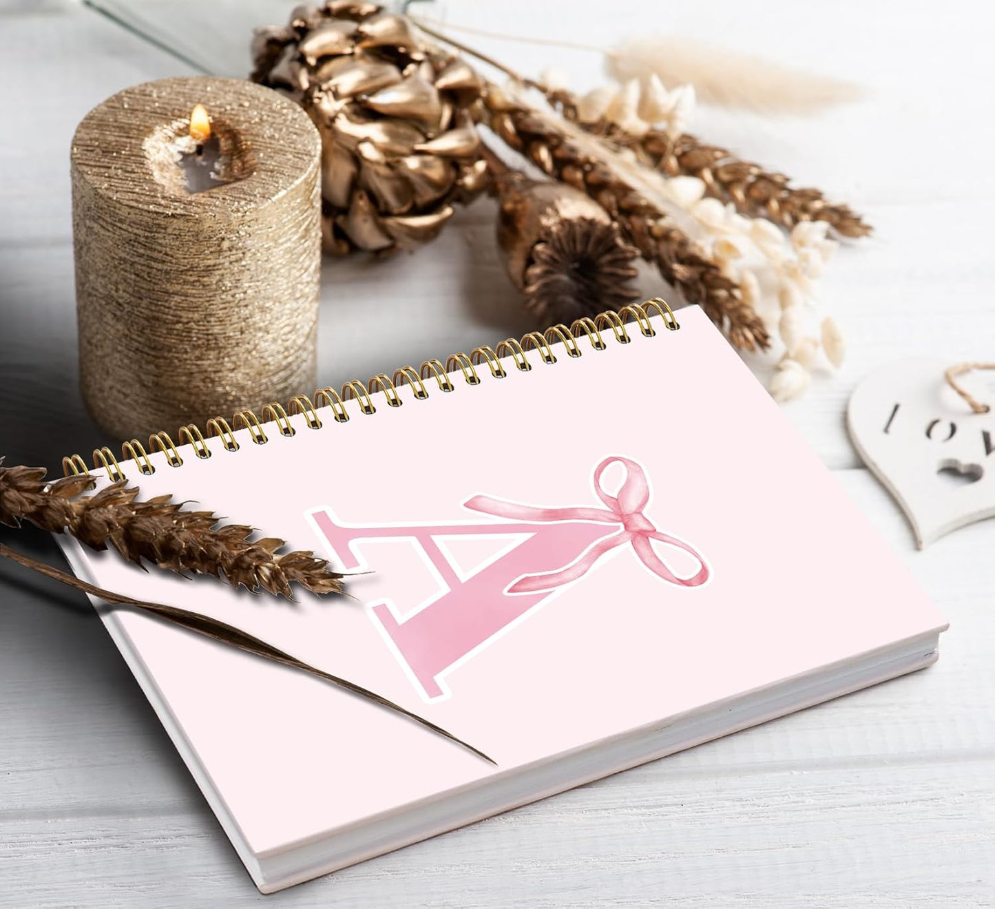 Blue Bow Journal Notebook for Girls,Initial H Journals Personalized Diary Gifts for Teen Girl Kids,Monogrammed Gifts for Women,Trendy Coquette Cute Hardcover Spiral Notebook 5.5 x 8.3 - Colors B