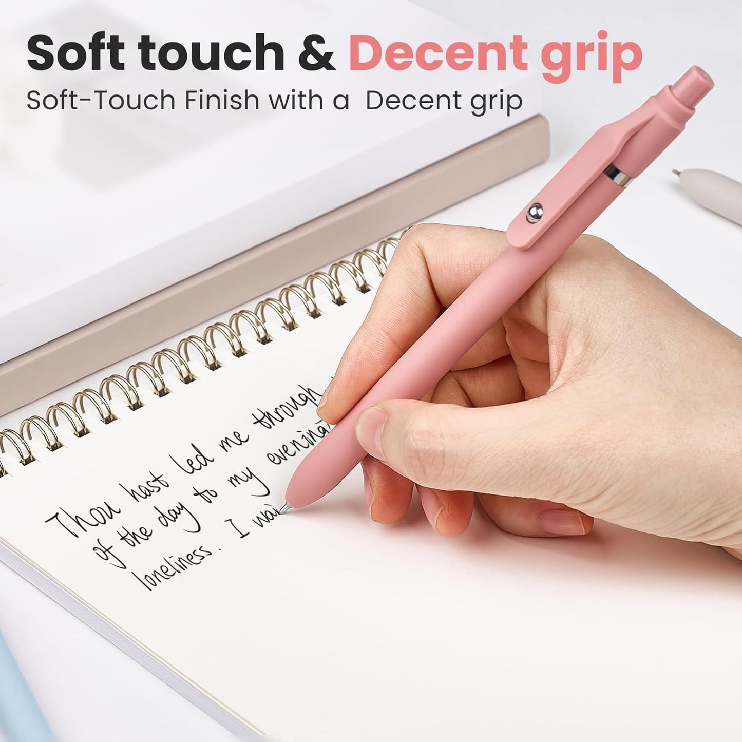 Sooez Ballpoint Pens Retractable, 12 Pack Black Pens ballpoint with Comfort Grip, Smooth Writing Fidge Pen for Journaling, Cute Office and School Supplies Bulk Pens, 1.0mm Medium Point Black ink