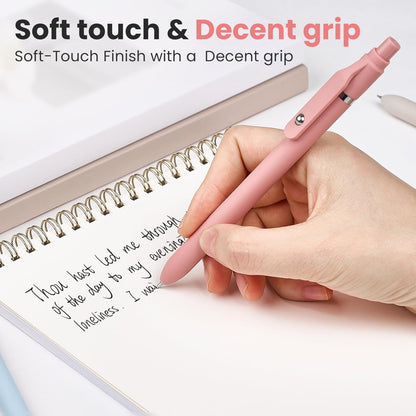 Sooez Ballpoint Pens Retractable, 12 Pack Black Pens ballpoint with Comfort Grip, Smooth Writing Fidge Pen for Journaling, Cute Office and School Supplies Bulk Pens, 1.0mm Medium Point Black ink