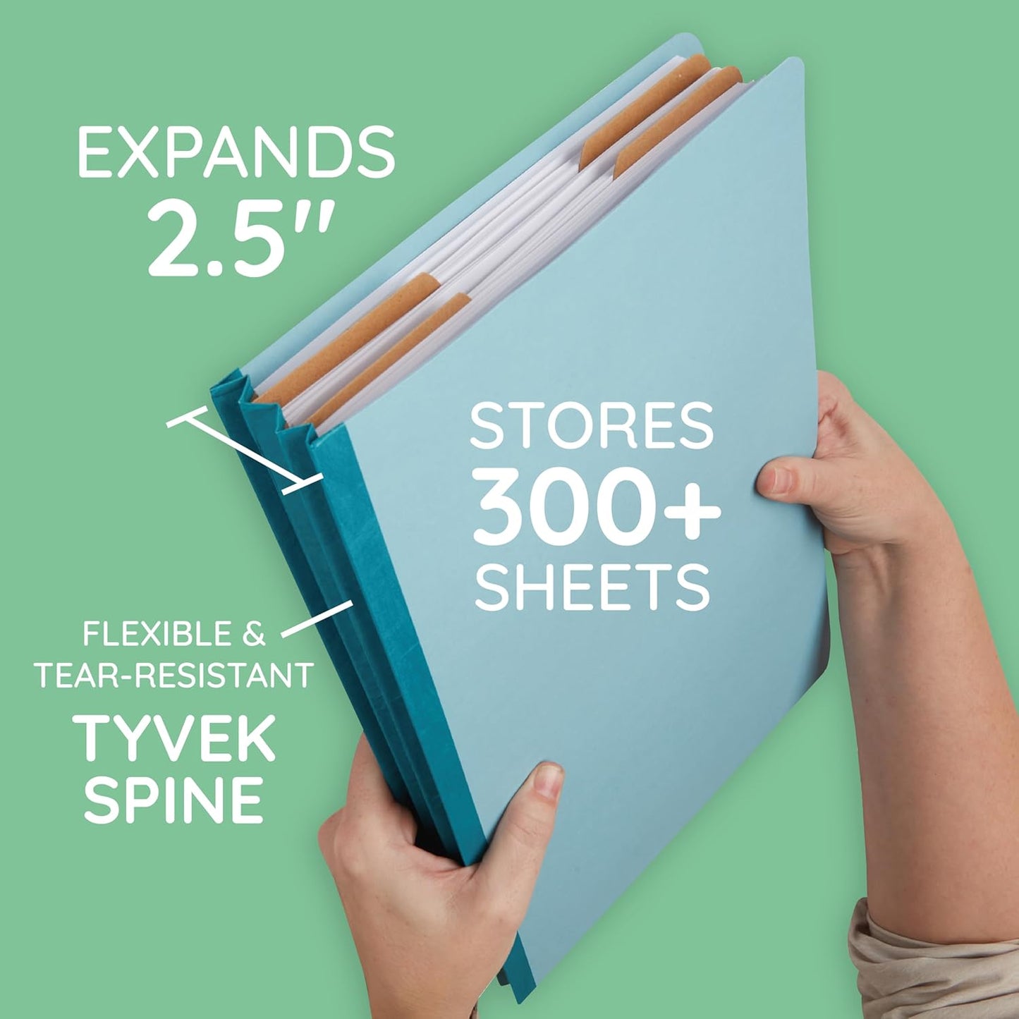 30 Legal Size Classification Folders, 2 Divider 2 Inch Tyvek Expansions, Durable 2 Prongs Designed to Organize Standard Law Client Files, Office Reports, 30 Legal Folders, Light Blue