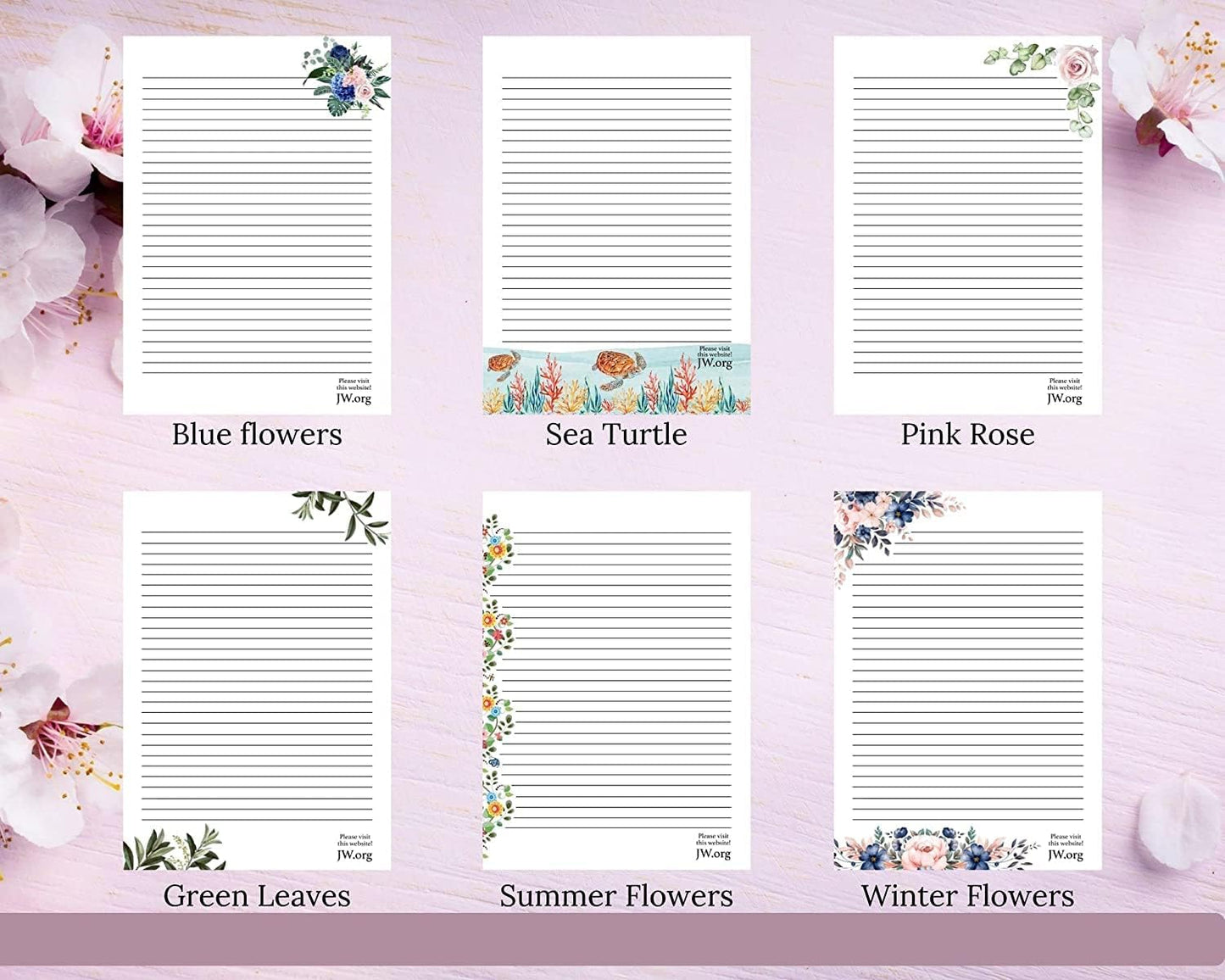 JW Letter Writing A4 Pad Stationery Paper Lined Gift Notepad Writing Sheets (Pink Rose)