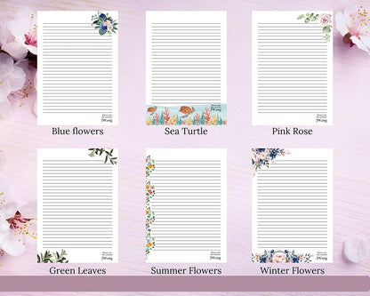 JW Letter Writing A4 Pad Stationery Paper Lined Gift Notepad Writing Sheets (Pink Rose)