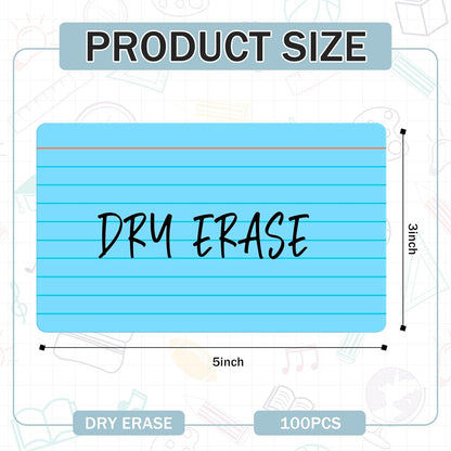Harloon 100 Pcs Dry Erase Index Cards 3 x 5 Inch Laminated Reusable Dry Erase Note Cards Sheets for Office to Do List(White)