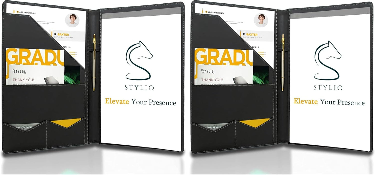 STYLIO Padfolio Folder with Removable Clipboard | Portfolio Organizer | Binder with Storage for Notebook, Notepad | Nursing Clipboard Folio, CNA Accessories for Work | Vegan Leather