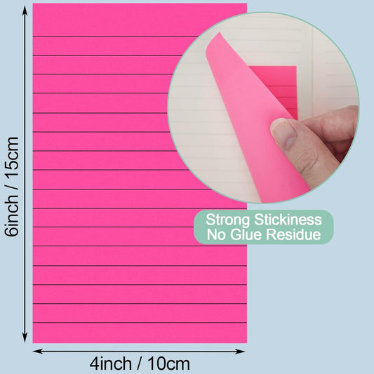 24 Pack Lined Sticky Notes 4X6 in, Self Sticky Note Pads with Lines, Large Sticky Note Memo Pad for Office, Home, School, Meeting, 50 Sheets/pad, Morandi