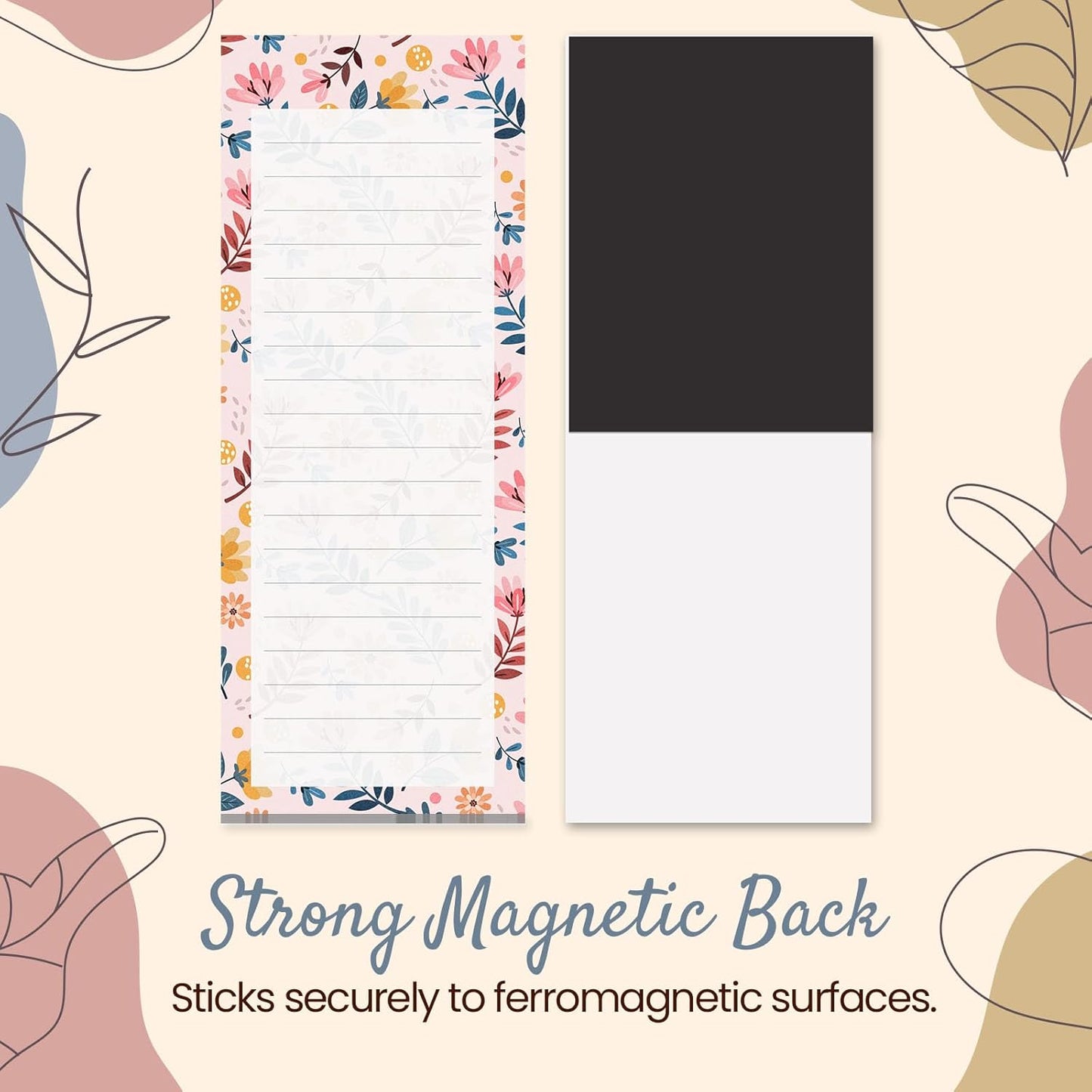 MATICAN Magnetic Notepads for Refrigerator, 4-Pack Grocery List Magnet Pad for Fridge, To-Do List, Reminders, Scratch Pads, Floral Designs, 60 Sheets Per Pad