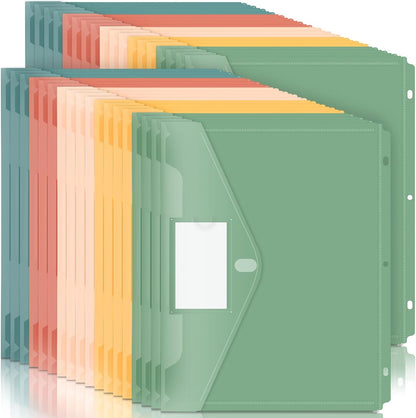 Forvencer Binder Pocket, 10 Pack Super Heavyweight Plastic Folders with Tight Closure, Binder Folders Side Loading, 3 Ring Binder Pocket, Binder Dividers with Pockets, Letter Size, Pastels Series