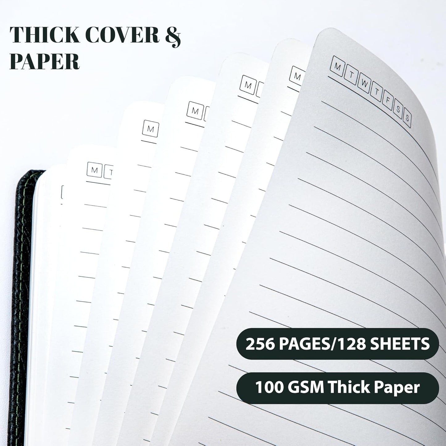 CAGIE Lined Journal for Men Women, Tree Growth Ring Leather Bound Journal Notebook, 256 Pages 100 GSM Journals for Writing, A5 Hardcover Journaling Notebooks for Work, Note Taking