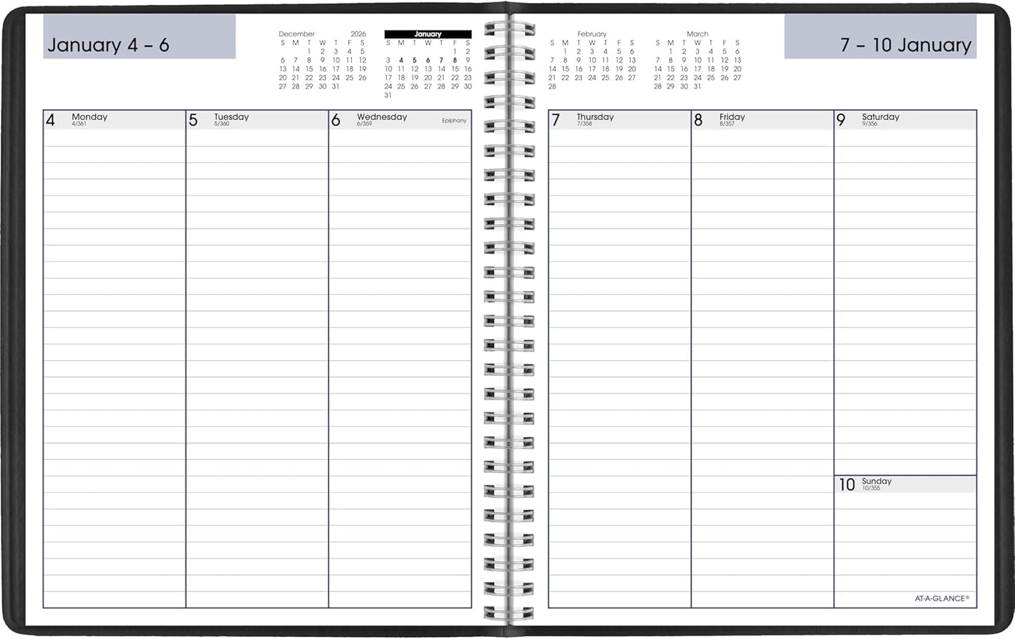 AT-A-GLANCE 2026 Appointment Book Planner, Weekly, 5" x 8", Small, DayMinder, Black (G2000026)