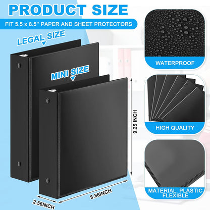 Henoyso 6 Pcs 2 Inch Mini 3 Ring Binders with Clear Front View Cover, Round Ring Blue A5 Binders Bulk Pack for School Office, Holds up to 490 Sheets, 5.5 x 8.5 Paper Half Letter Pages Organizer