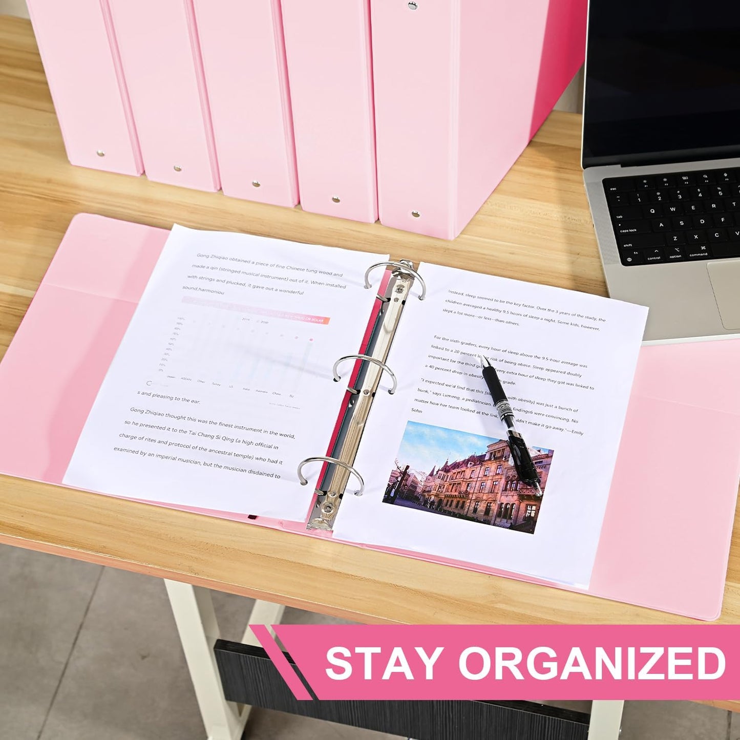 SUIN 2-Inch 3-Ring Binders with 2 Interior Pockets, Heavy Duty Clear View Presentation Binder Holds 425 Sheets Letter Size, Office School Home,6 Pack