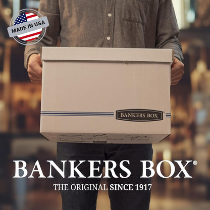 Bankers Box 12-Pack Medium-Duty String & Button File Storage Box, FastFold Assembly, Legal, STOR/FILE, (00705)