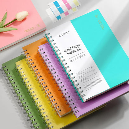 EMSHOI A5 Spiral Notebook College Ruled Lined Journal, Small 5.7" X 8.22", 300 Pages/150 Sheets, 100gsm Thick Paper, Waterproof Hardcover, for Office School Women Men Work Writing Notes, Blue