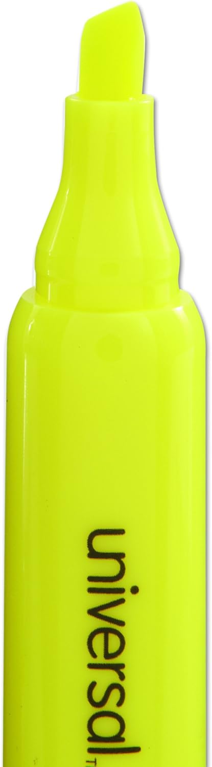 Universal 08861 Desk Highlighter, Chisel Tip, Fluorescent Yellow (Pack of 12)