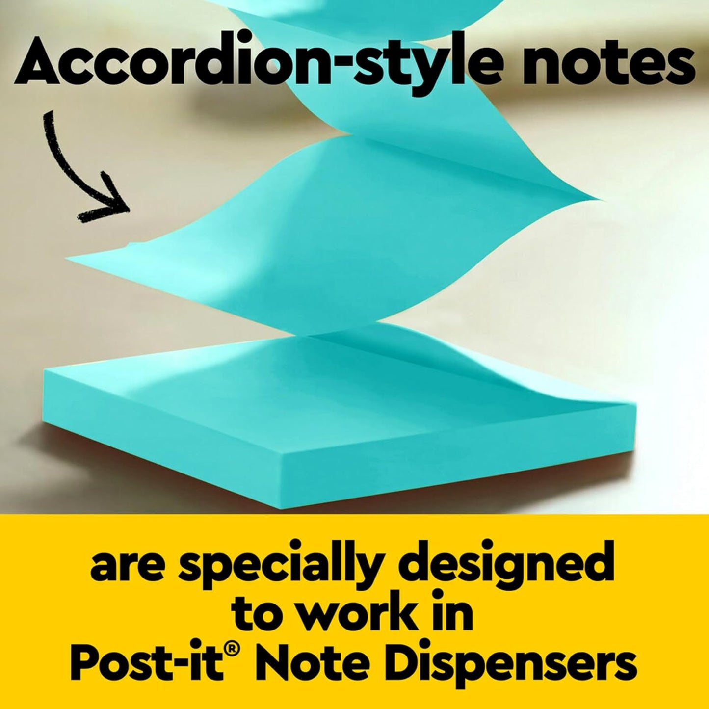 Post-it Pop-up Notes, 12 Sticky Note Pads, 3 x 3 in., School Supplies, Office Products, Accordion Sticky Notes Work with Pop-Up Note Dispenser, Poptimistic Collection